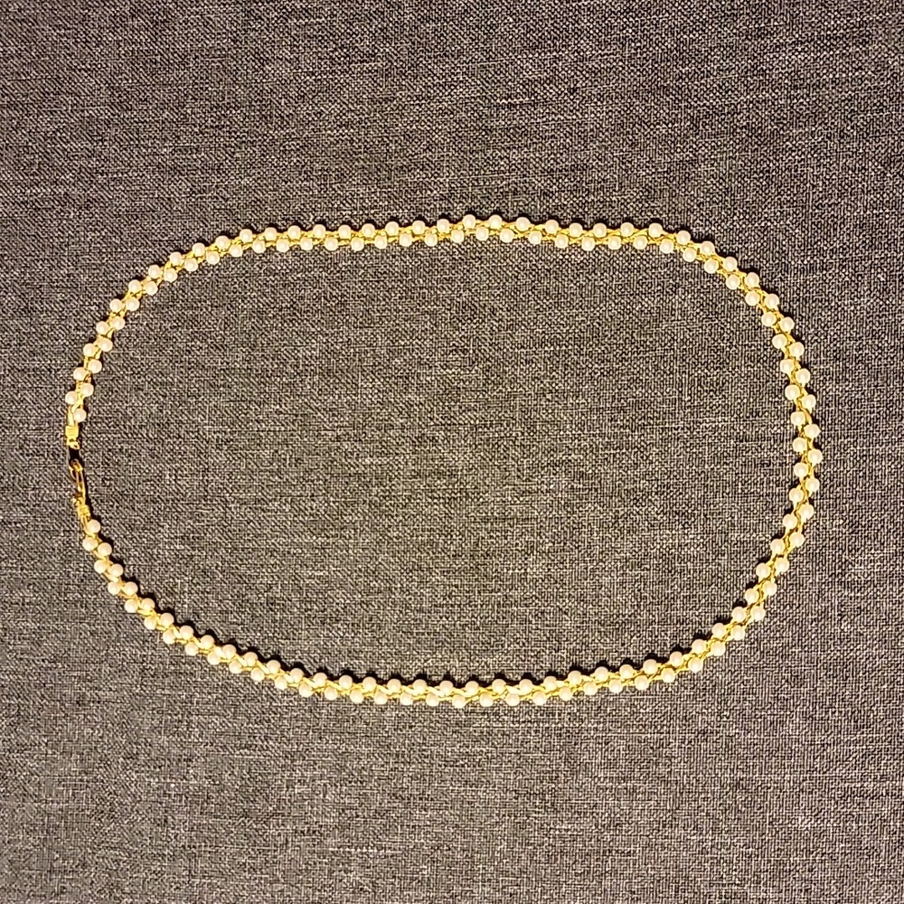 Vintage Faux Pearl and Gold Twist Necklace